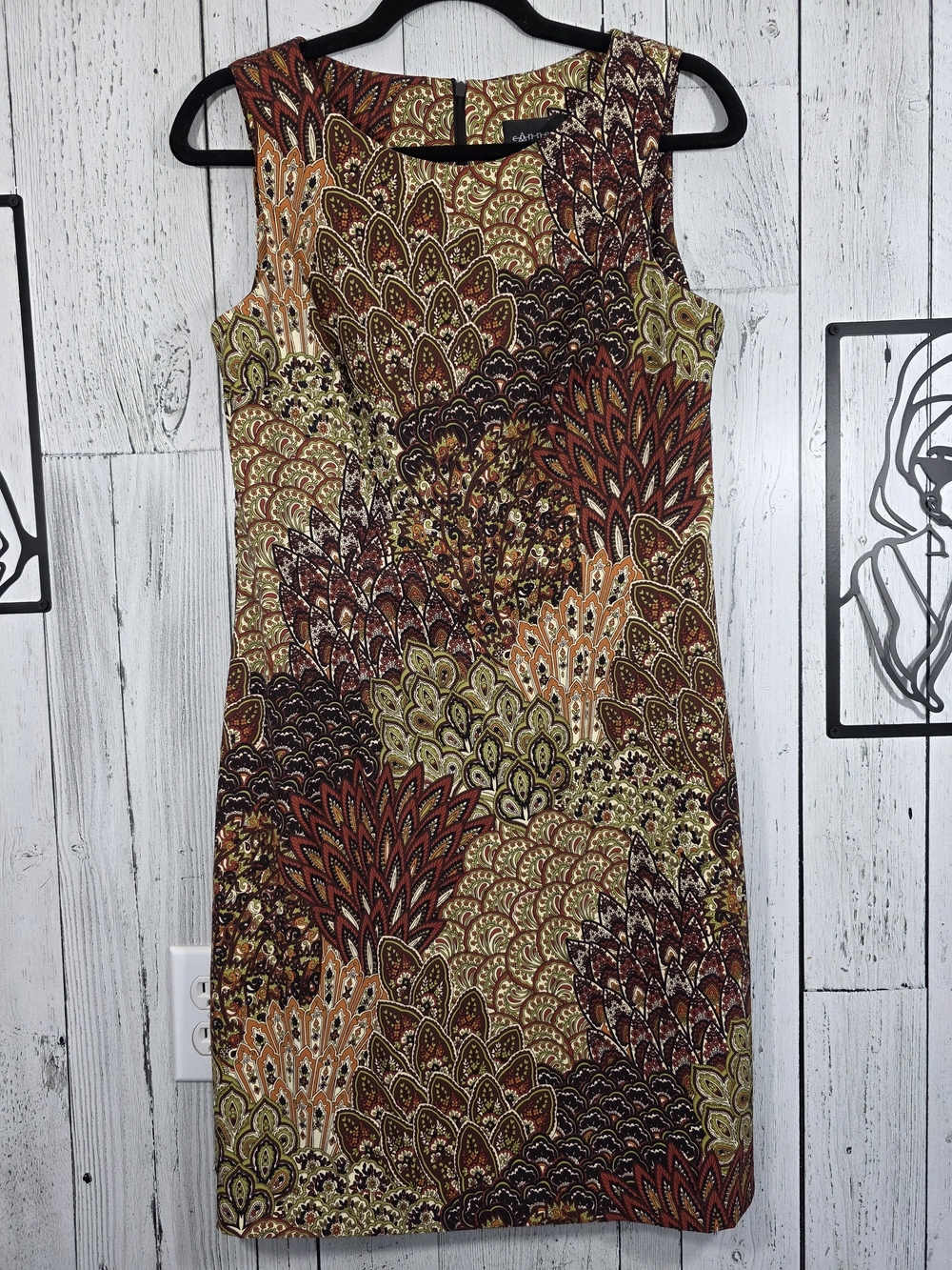 Connected Apparel Abstract Paisley Sheath Dress Size 8